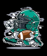 Quirky American Football vector art character graphic drawing illustration for stickers, streetwear, t-shirts, logos, print-on-demand, print, or branding