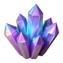 Purple gemstones crystals 3d illustrations. Precious stones mineral rocks