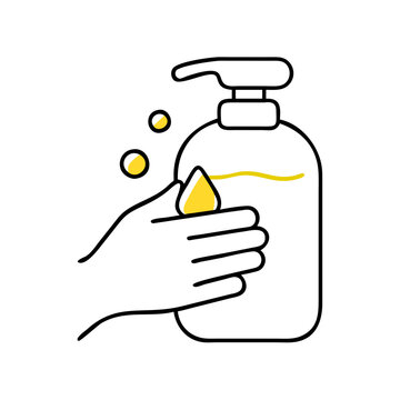 recommend clip art: Soap and handwashing icon, simple line art, hygiene and cleanliness concept with copy space