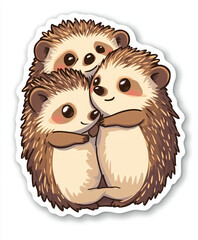 hedgehog animal cute cartoon illustration wildlife nature character adorable sleeping stack playful brown fuzzy pet sticker vector forest creatures 