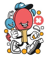 Funny Sport Tennis, vector art character graphic drawing illustration for stickers, streetwear, t-shirts, logos, print-on-demand, print, or branding