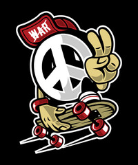 Peace, vector art character graphic drawing illustration for stickers, streetwear, t-shirts, logos, print-on-demand, print, or branding