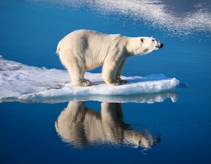 polar bear standing on ice berg in the ocean