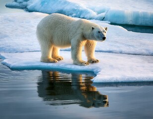 polar bear standing on ice berg in the ocean