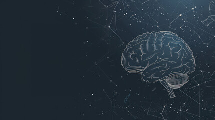 AI brain, science style. Space for text or design. Vector illustration. Background for wallpaper, poster, banner, card.