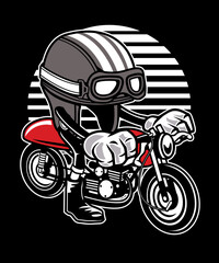 Funny Motorcycle bike vector art character graphic drawing for stickers, streetwear, t-shirts, logos, print-on-demand, print, or branding