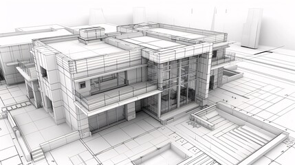 Architectural Blueprint of Modern House with Pool and Garden