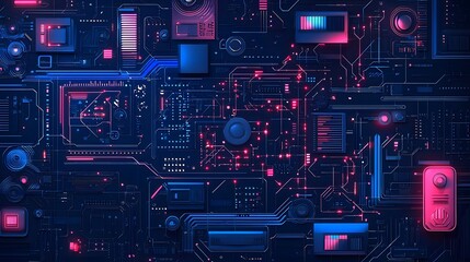 Fototapeta premium Abstract Circuit Board with Glowing Lights.