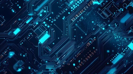 Abstract Blue Circuit Board Background.