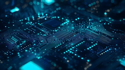 Obraz premium Abstract Circuit Board with Glowing Lines.