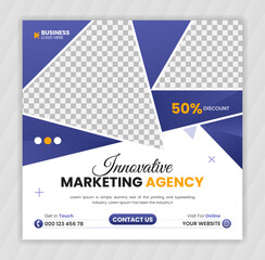 Modern and innovative business agency social media post design template, Creative business advertising social media banner template.