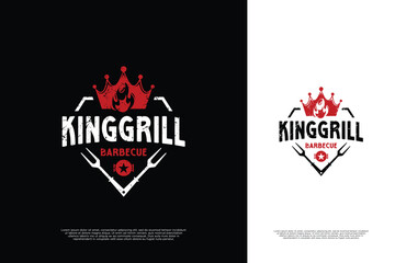 King barbecue logo design with retro style