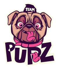 Team Pups, funny dog, pop, puppy, vector for stickers, t-shirts, logo, print on demand, print or branding