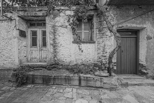 Street and house view of Phini (Foini), a picturesque, natural beauty mountainous village, of natural beauty, in the Troodos Mountains, located near by the town of Platres, Limassol district, Cyprus