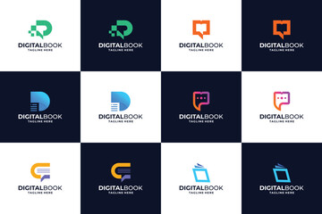 Set of modern digital book logo design