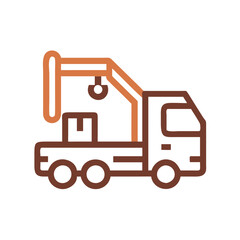 Stylized Eco-Friendly Delivery Truck Icon in Green and Beige Representing Sustainable Transportation