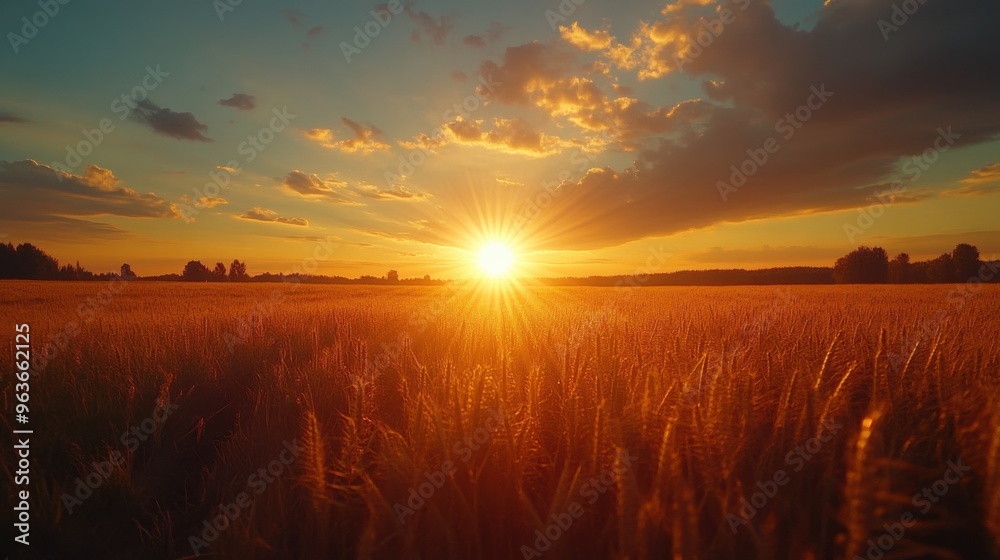 Wall mural sunrise over the river