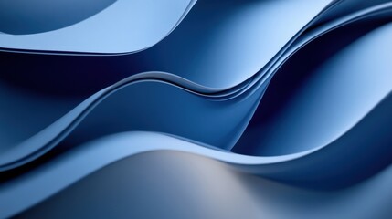 Obraz premium Elegant Blue Paper Wave Background: Graceful, Sweeping Arcs with Smooth, Undulating Motion for Abstract Design