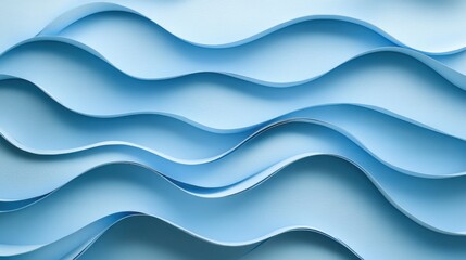 Fototapeta premium Elegant Blue Paper Wave Background: Graceful, Sweeping Arcs with Smooth, Undulating Motion for Abstract Design