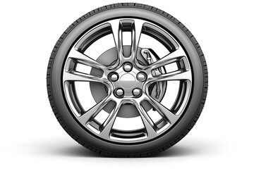 Obraz premium Isolated aluminum rim with tire, showcasing its detailed design and durable structure.