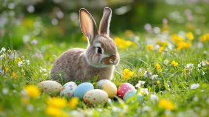 Easter Bunny with Colorful Eggs