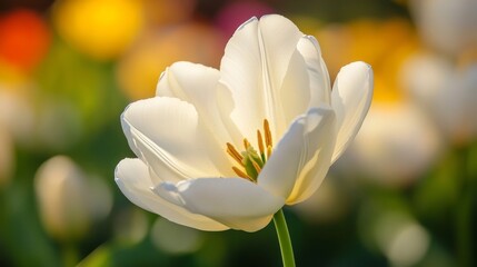 Up-close shot of white tulip