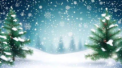 Obraz premium Winter Wonderland with Snowy Pines