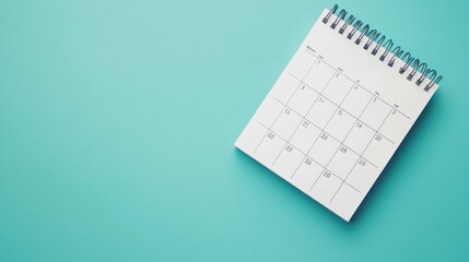 Minimalist Desk Calendar on Turquoise Background