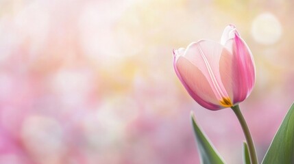 Obraz premium Soft Pink Tulip with Bokeh Background