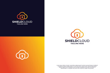 Cloud shield logo design inspiration