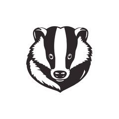 Honey Badger Logo Design Vector editable illustration.  black and white clip art silhouette