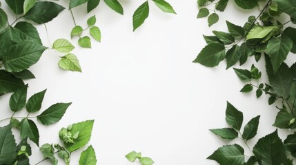 Fototapeta premium Fresh Green Leaves Border