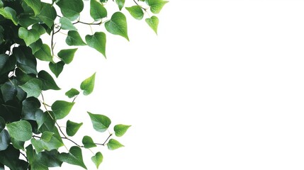 Obraz premium Fresh Green Leaves on White Background
