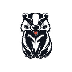 Honey Badger Logo Design Vector editable illustration.  black and white clip art silhouette