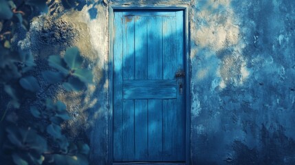 Blue Door on Textured Wall