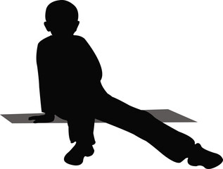 a child sitting body silhouette vector