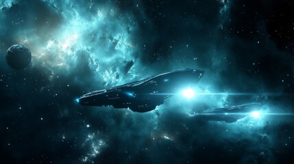 Fototapeta premium Futuristic Space Adventure