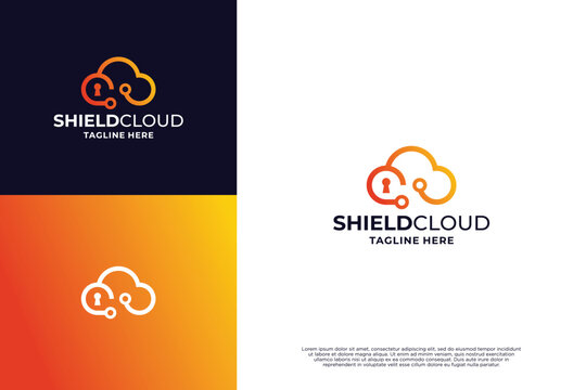 Data security cloud storage logo design