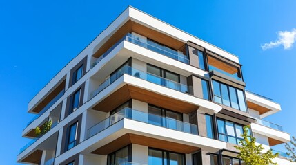 Modern Residential Building Against Blue Sky