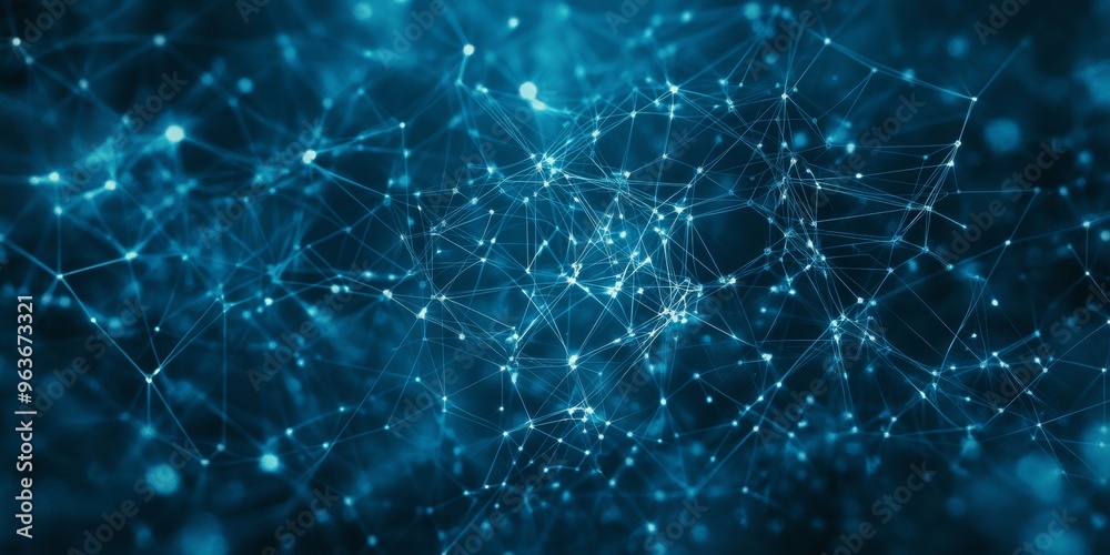 Poster a visually striking abstract backdrop showcasing a glowing network of connections, emphasizing a cap