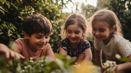 Joyful Children Exploring Nature