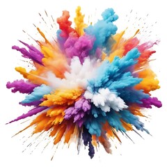 Colorful explosion of colored powder on white background, abstract colorful burst and smoke Creating a Dynamic and Stunning in white background