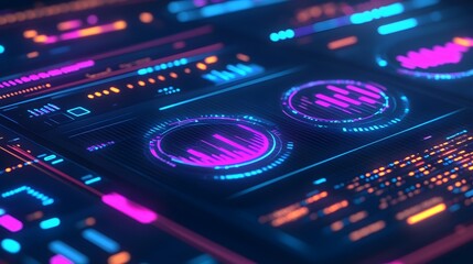 Fototapeta premium Abstract Neon Tech Interface with Data Visualization