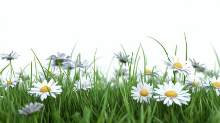 Fresh Daisies in Green Grass