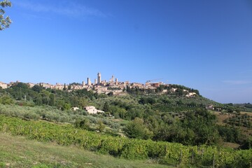 San Gimignano, Tuscany, Italy, from Via Vecchia per Poggibonsi.