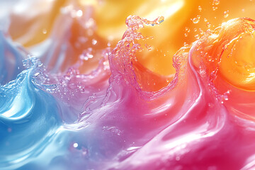 3D rendering of exquisite liquid multi-colored paints swirling in water, creating a vibrant, dynamic background with fluid, artistic motion.	
