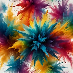 Colorful explosion of colored powder on white background, abstract colorful burst and smoke Creating a Dynamic and Stunning in white background