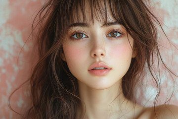 portrait of a beauty asian model is advertising