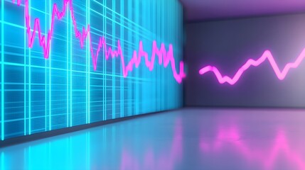 Fototapeta premium Neon Blue & Pink Lines Abstract Background