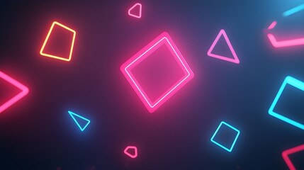 Neon Shapes Abstract Background - Glowing Digital Design